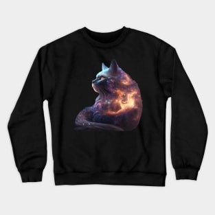 Galaxies, Nebulae and Stars in Cat Shape Crewneck Sweatshirt